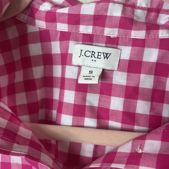 J. Crew Gingham Pink White Button Down Shirt 100% Cotton size Small - Picture 4 of 10